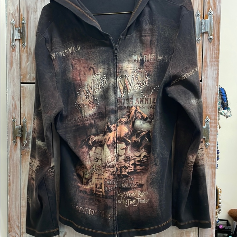 Wild West Graphic Zip-Up Hoodie by cactus